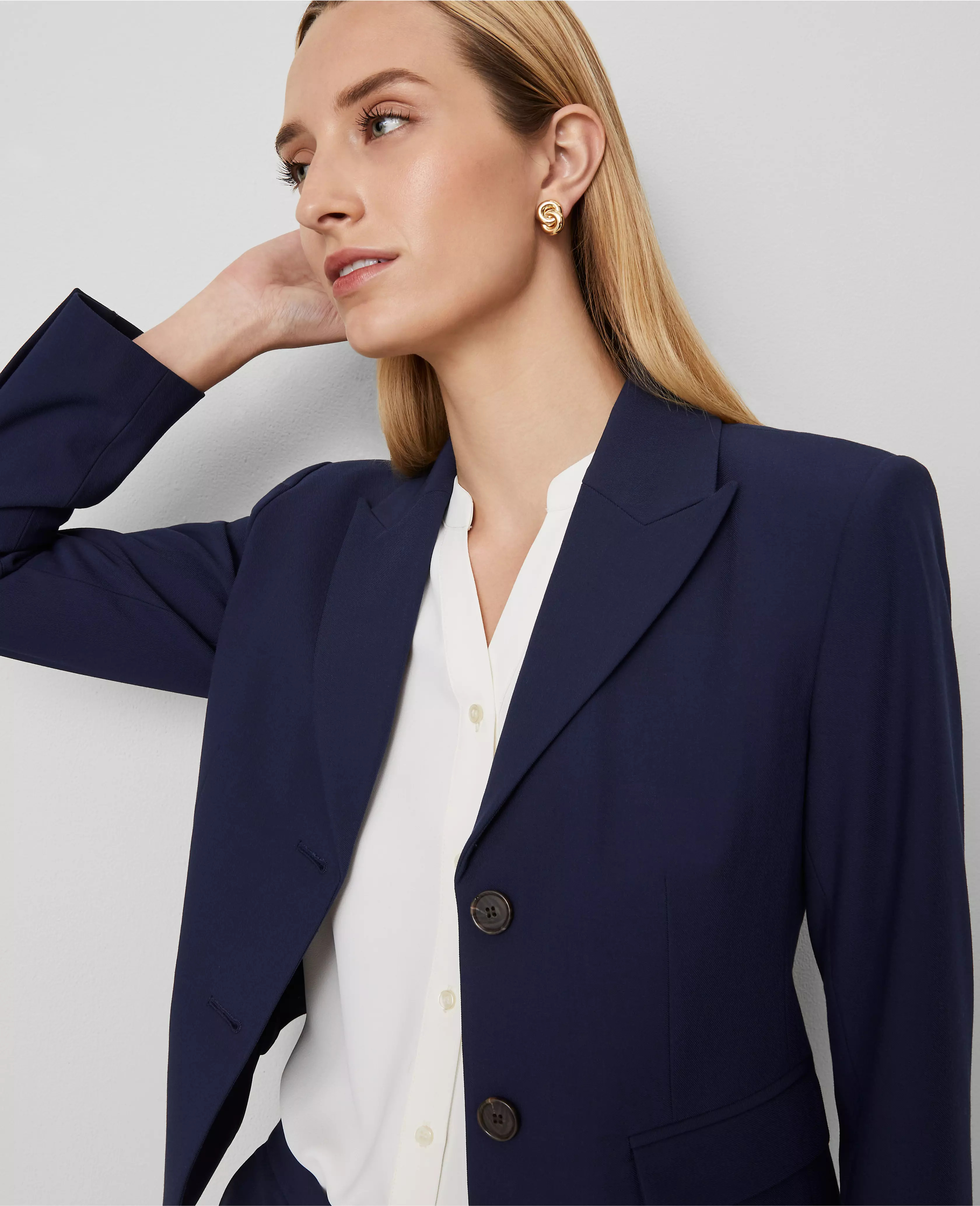 The Petite Shorter Two Button Blazer in Bi-Stretch | Ann Taylor