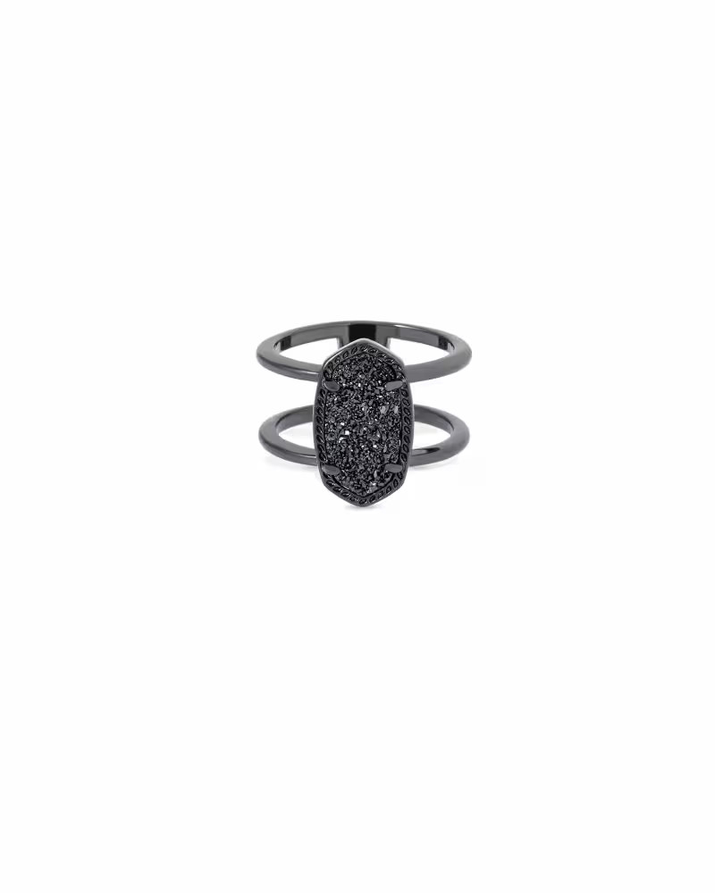 Elyse Gunmetal Ring in Black Drusy - 6 | Kendra Scott | Kendra Scott