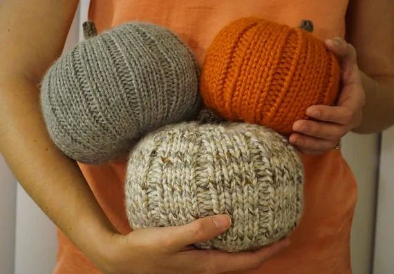 Hand Knit Pumpkins Bulky Yarn Classic Style  Fall and | Etsy | Etsy (US)