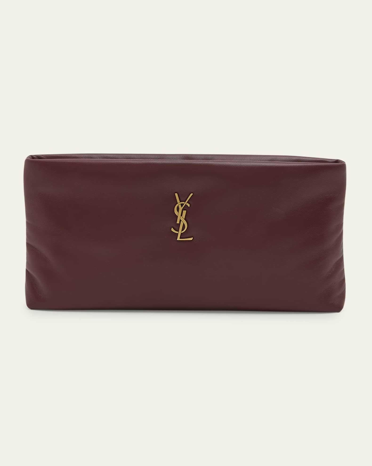 Saint Laurent Calypso YSL Zip Padded Clutch Bag | Neiman Marcus