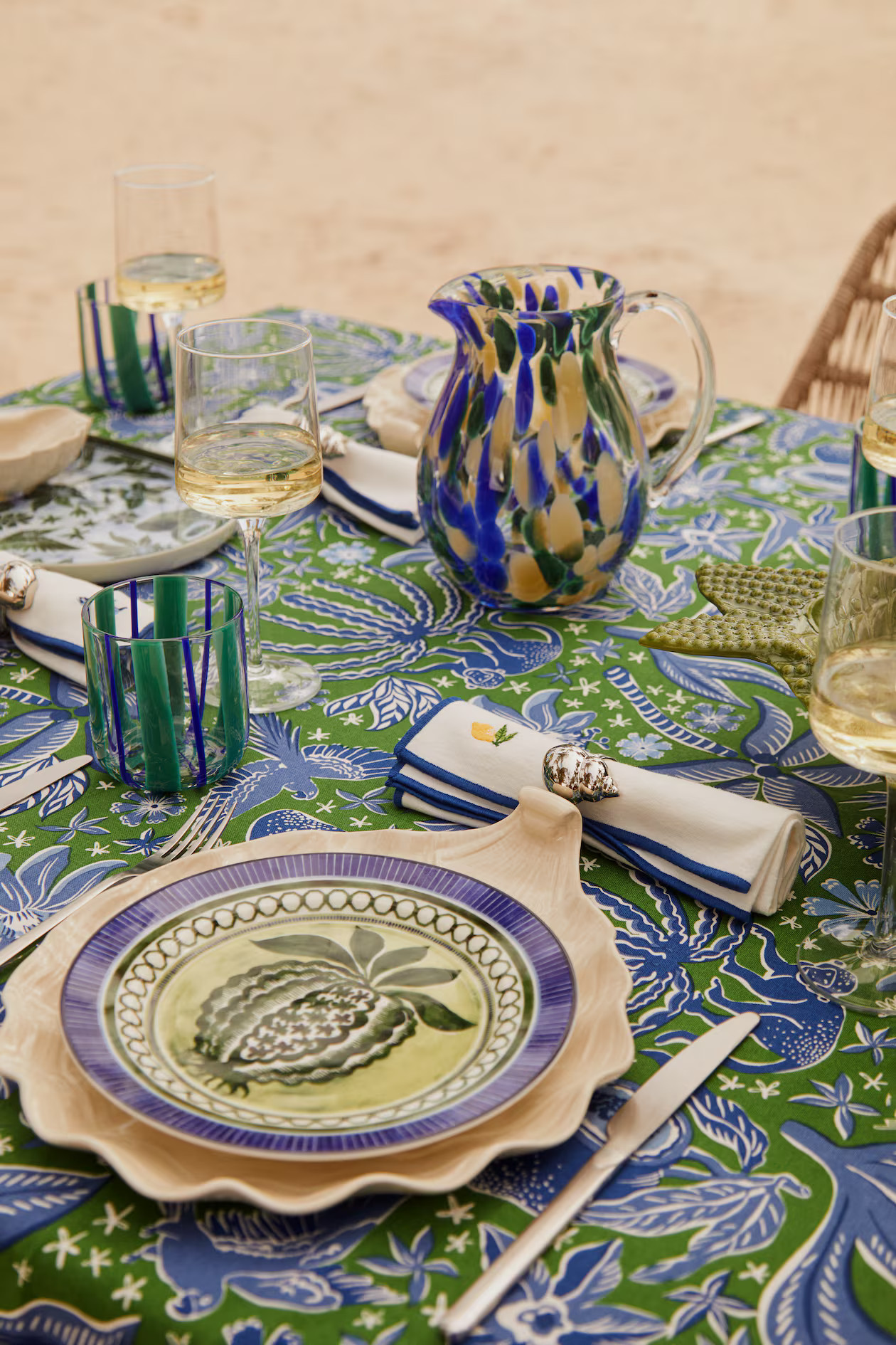 4-pack embroidered napkins - White/Blue - Home All | H&M GB | H&M (UK, MY, IN, SG, PH, TW, HK)