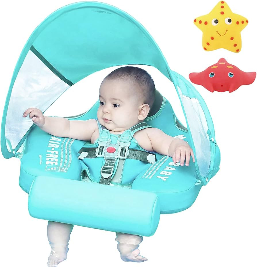 Mambobaby Non Inflatable Newest Size Improved Add Tail Avoid Flip Over Baby Pool Float with Canop... | Amazon (US)