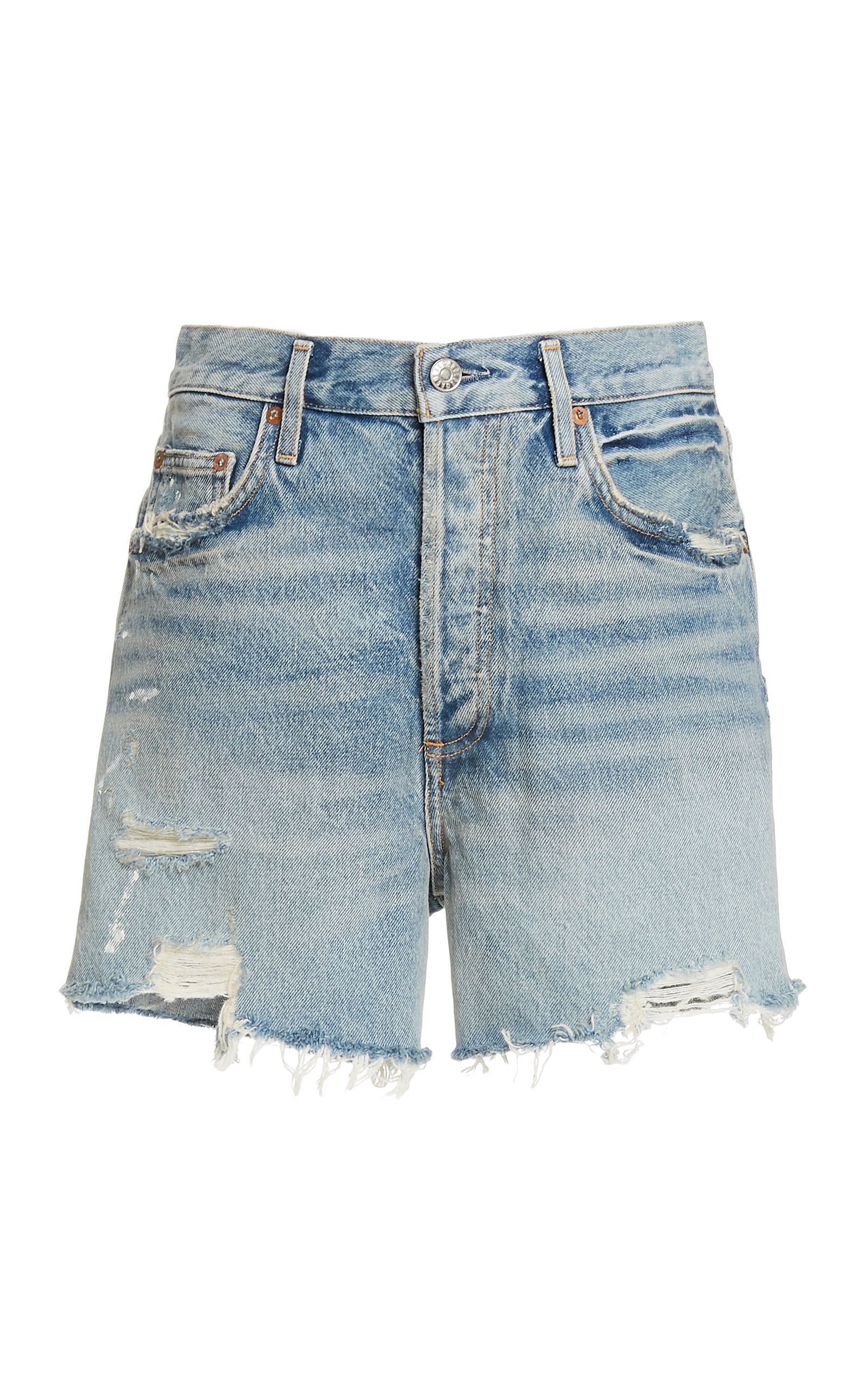 Agolde Dee Rigid High-Rise Distressed Denim Shorts | Moda Operandi Global