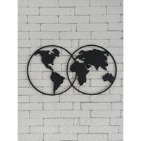 The Globe -Wooden World Map Wall Art, Round Map, Housewarming Gift, Office World Design, Minimal Map | Etsy (US)