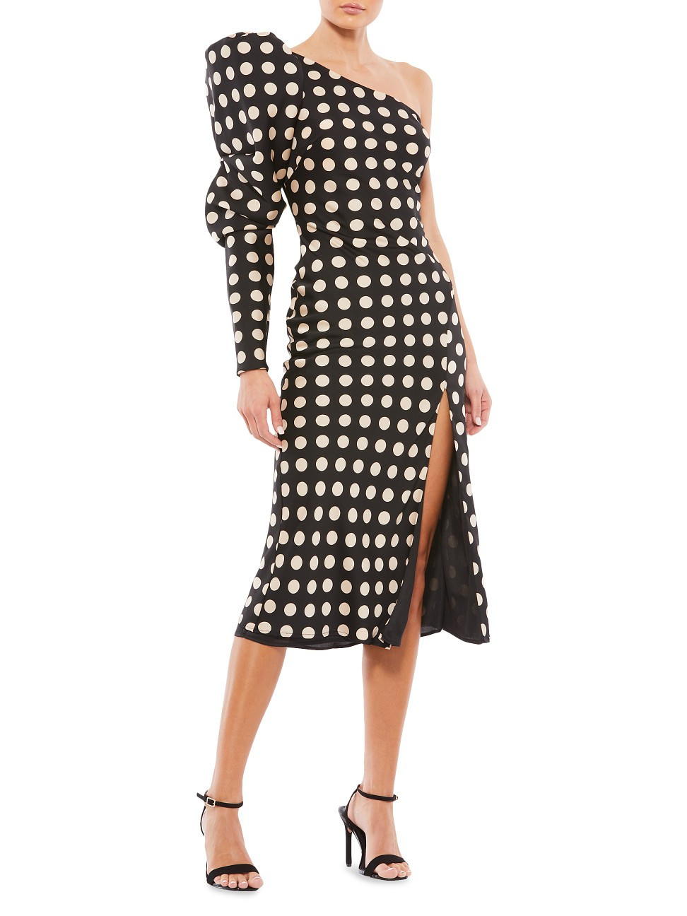 Women's Ieena One-Shoulder Polka Dot Midi-Dress - Black White - Size 4 - Black White - Size 4 | Saks Fifth Avenue