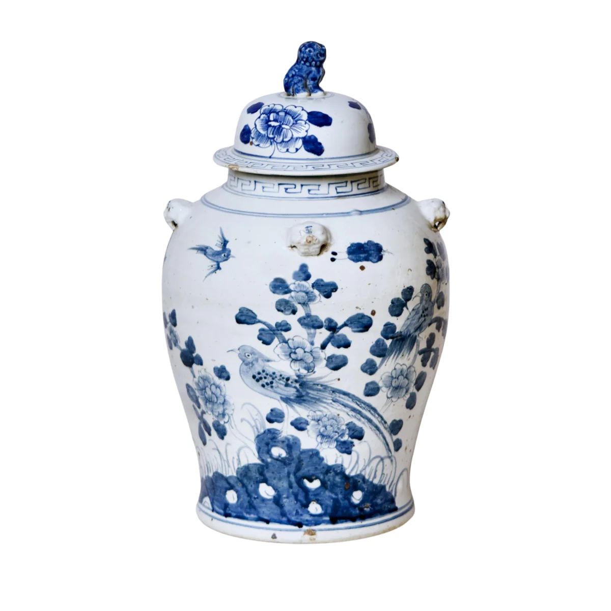 Bird and Flower Blue and White Porcelain Temple Jar | The Well Appointed House, LLC