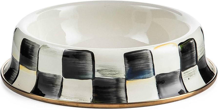 MACKENZIE-CHILDS Pet Bowl, Cute Cat and Dog Bowl for Food and Water, Black-and-White Courtly Chec... | Amazon (US)