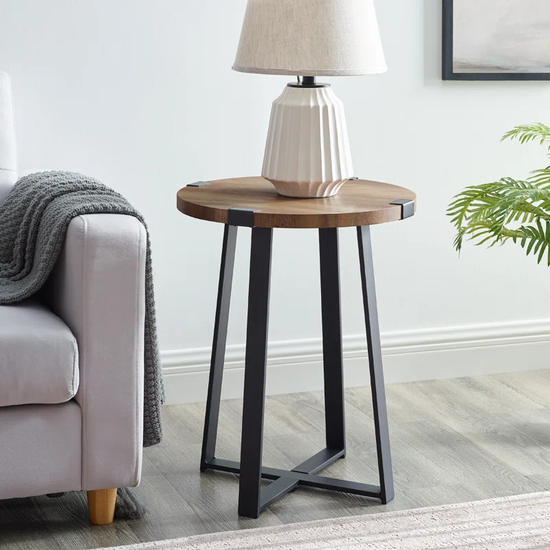 Paramus 22'' Tall Cross Legs End Table | Wayfair North America