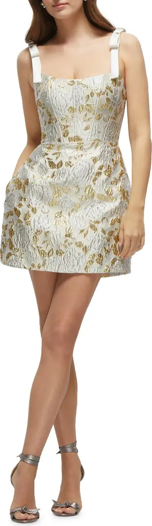 Dessy Collection Metallic Floral Jacquard Cocktail Minidress | Nordstrom | Nordstrom