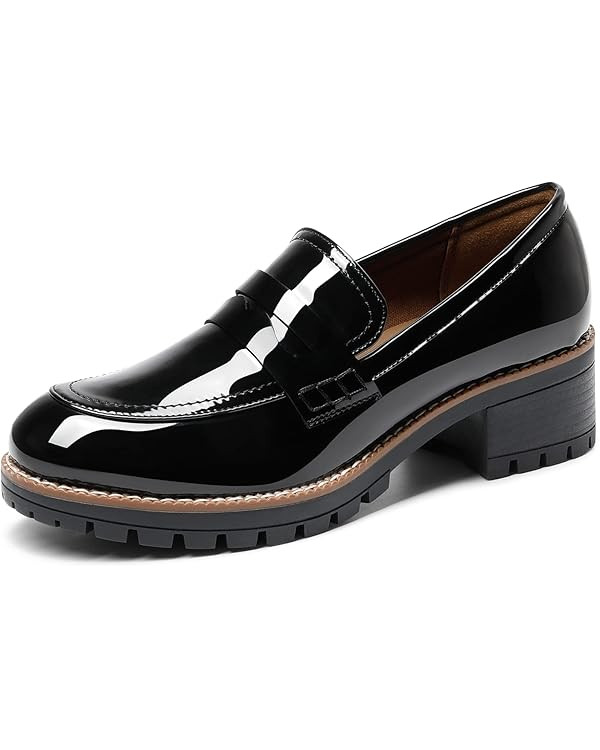 DREAM PAIRS Women's Platform Chunky Heeled Loafers, Womens Business Casual Shoes | Amazon (US)