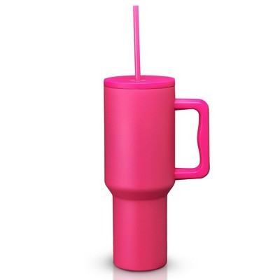 Cheer Collection Leakproof Insulated Tumbler with Reusable Straw 40oz (Hot Pink) | Target