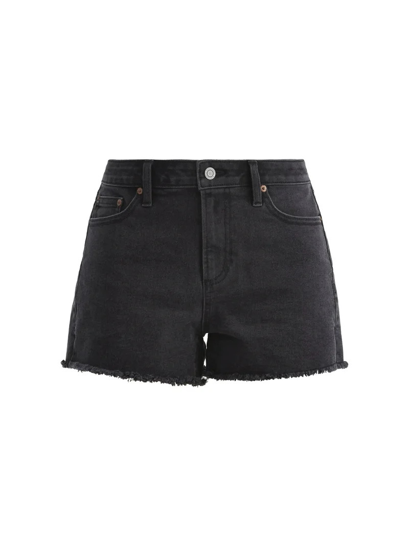 No Boundaries Mid Rise Frayed Hem Denim Shorts, Women's | Walmart (US)