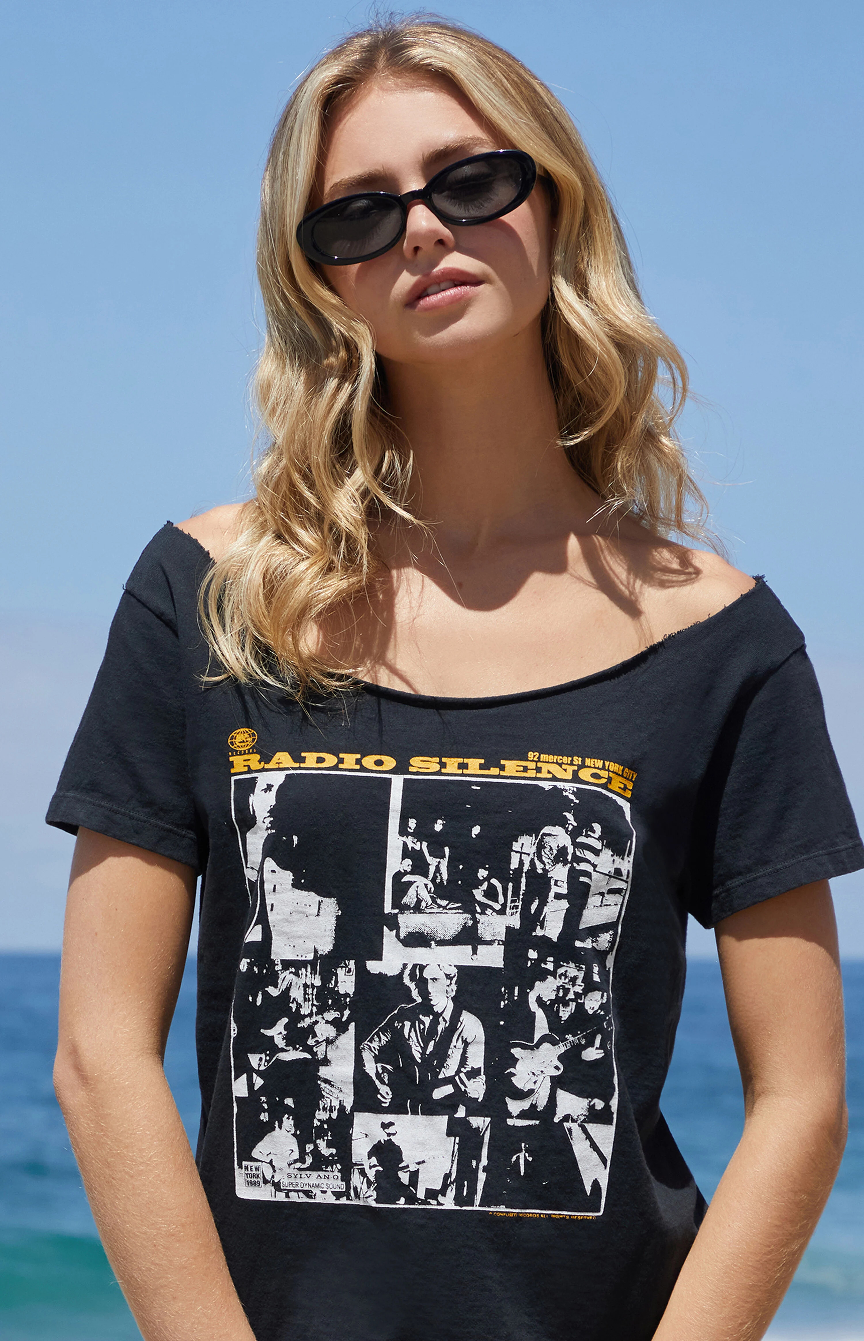 John Galt Radio Silence Off-The-Shoulder Short Sleeve T-Shirt | PacSun