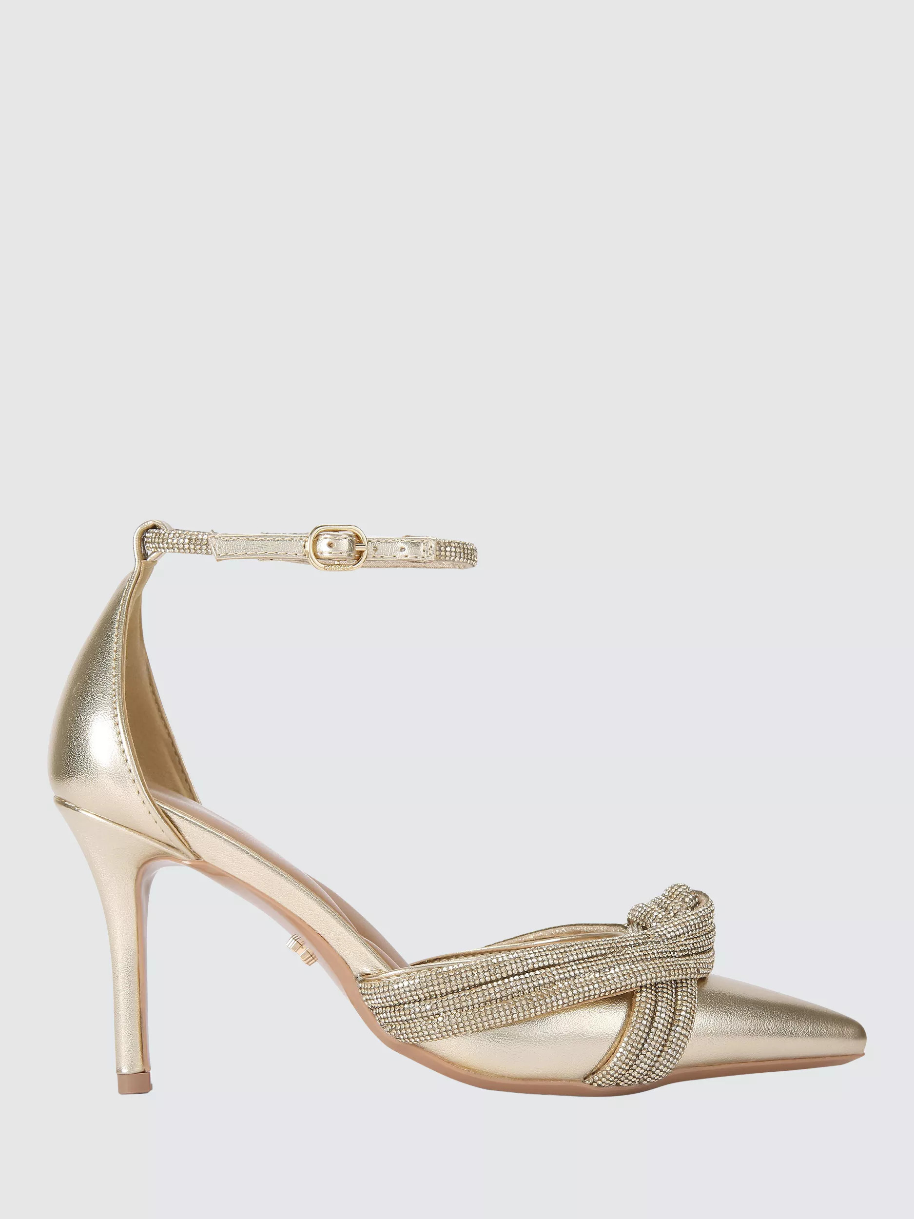CarvelaArielle Embellished Knot Pointed Heeled Courts, Gold | John Lewis (UK)