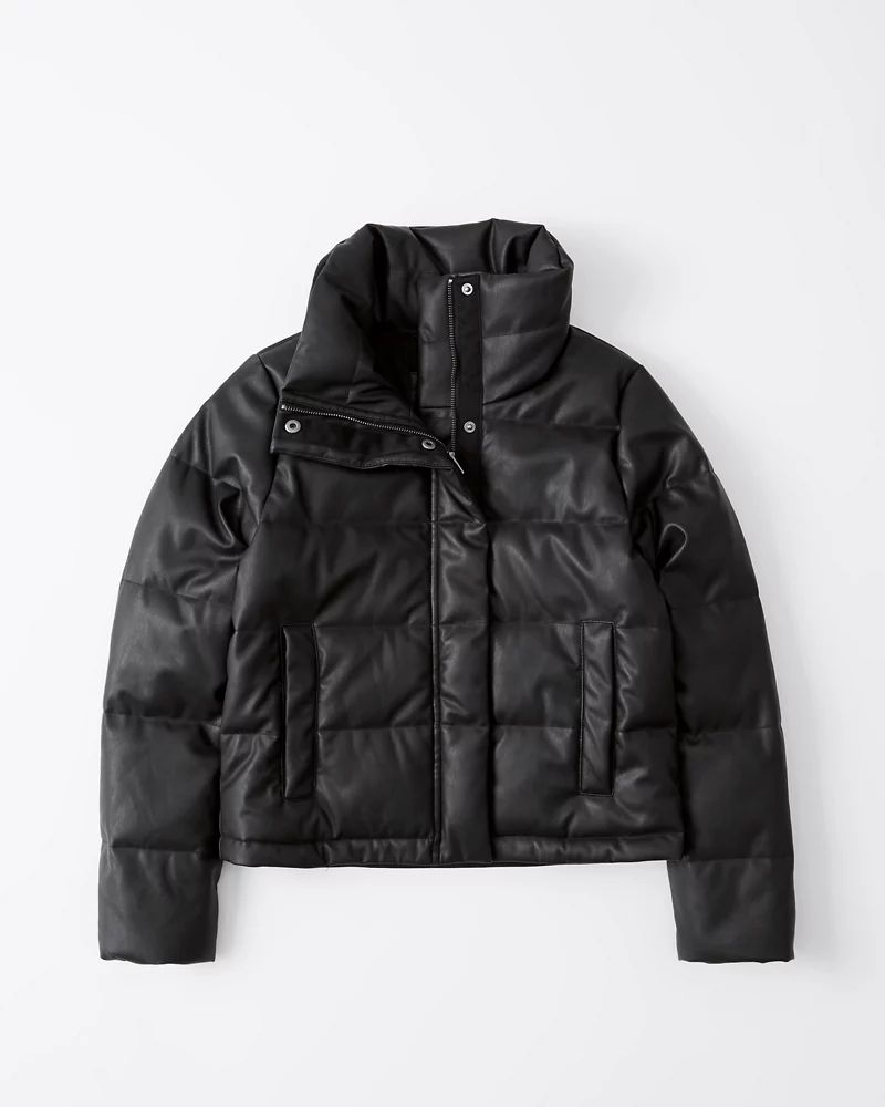 Mini Faux-Leather Puffer Jacket | Abercrombie & Fitch US & UK