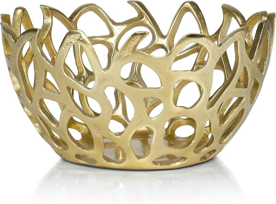 Red Co. 10” Decorative Round Aluminum Golden Branch Reef Centerpiece Bowl | Amazon (US)