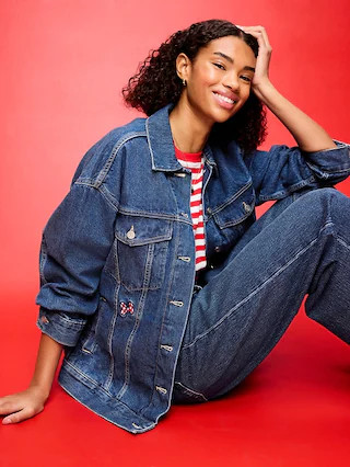 Old Navy x Disney Oversized Minnie Mouse Jean Trucker Jacket for Women | Old Navy (US)