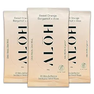 ALŌH Sweet Orange Bergamot + Aloe Sanitizing Hand Wipes - Clean Hands, Clear Mind - On The Go Ha... | Amazon (US)