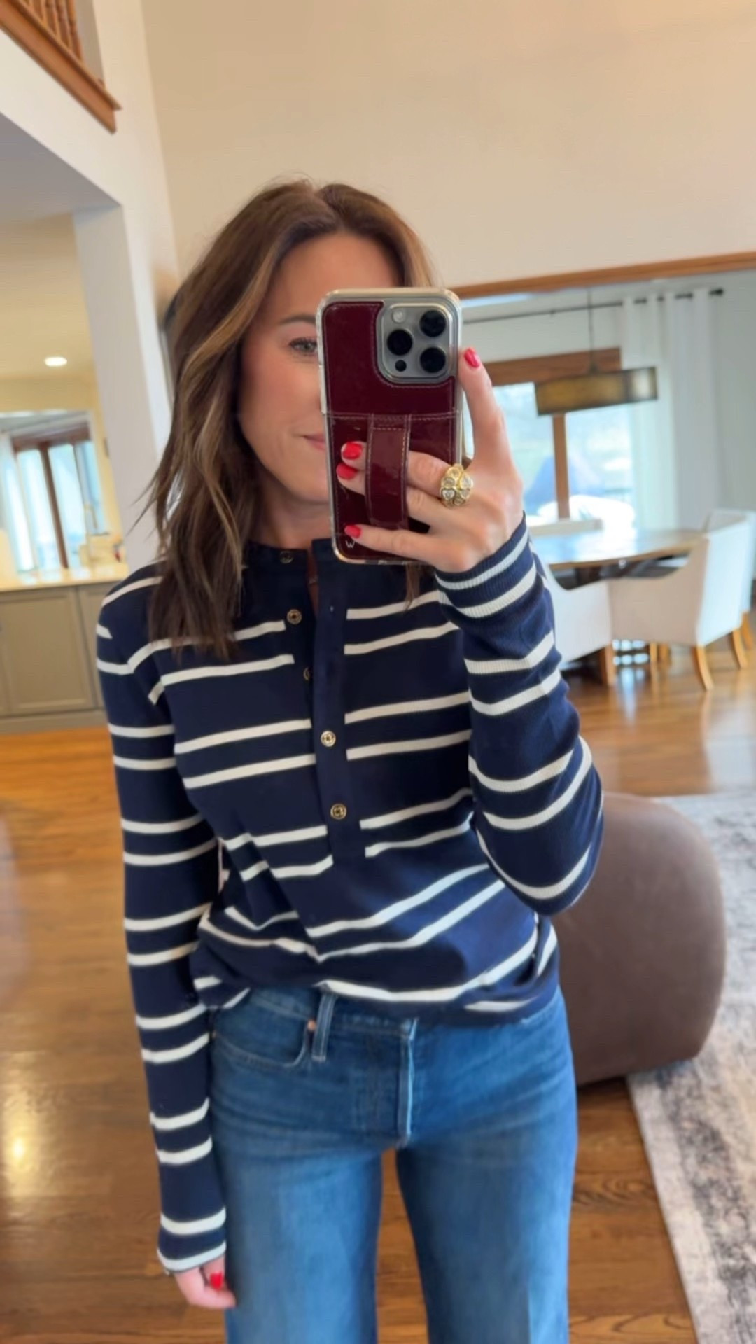 Absolute yes to this stripe henley
Small here. Could’ve done the xs 

#LTKFindsUnder50 #LTKootd