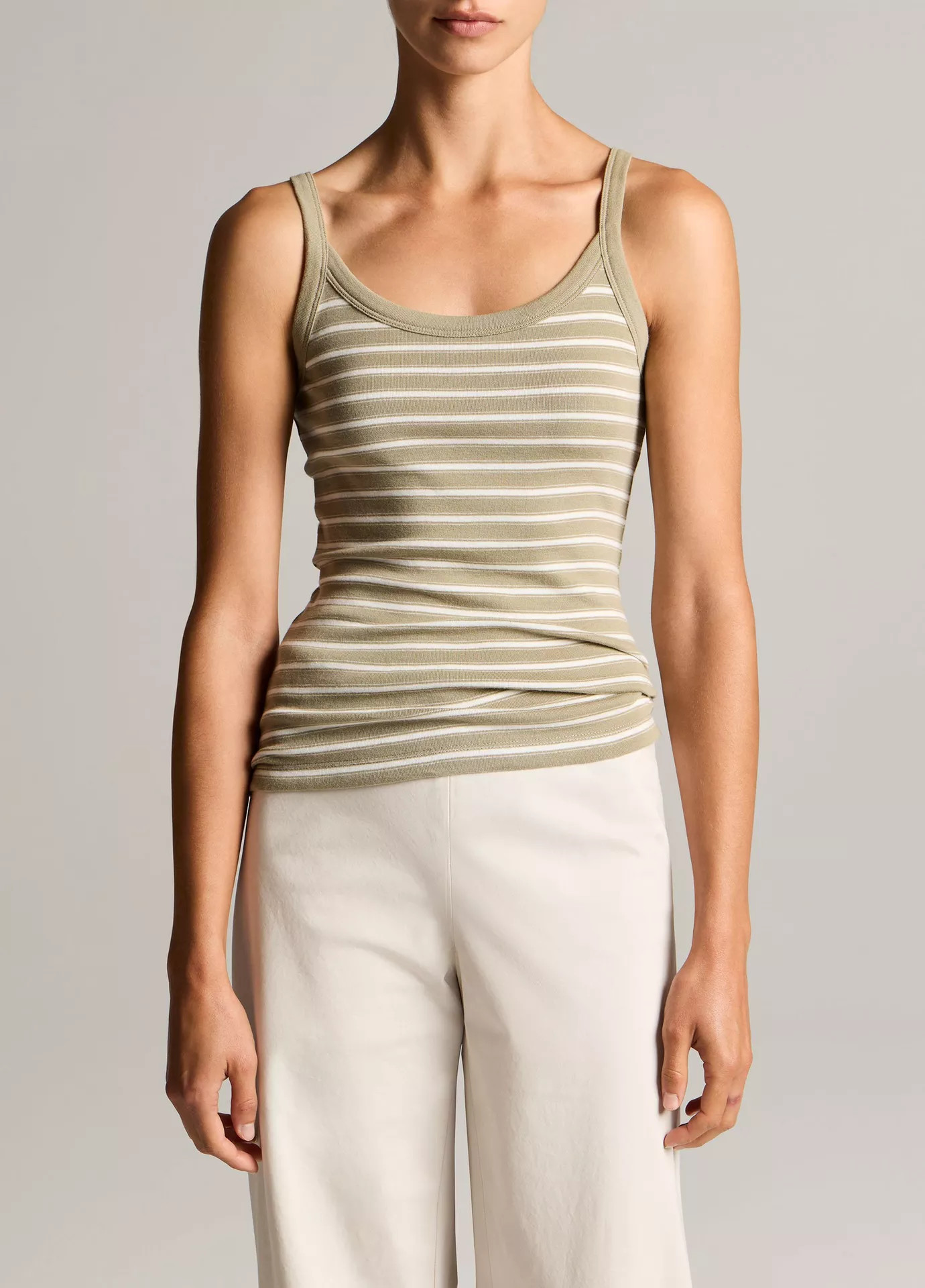 Striped Pima Cotton-Blend Camisole | Vince LLC