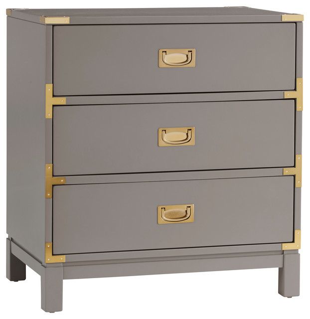 Loretta Gold finish Wood 3-Drawer Nightstand - Transitional - Nightstands And Bedside Tables - by... | Houzz (US)