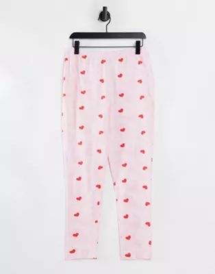 ASOS DESIGN mix & match tie dye heart pajama leggings in pink | ASOS (Global)