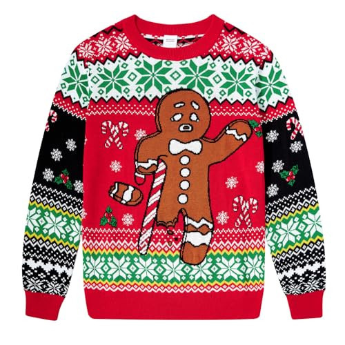 Comfy Snowflake Christmas Sweater Round Neck Red Ugly Sweater Candy Canes Size 13 14 | Amazon (US)