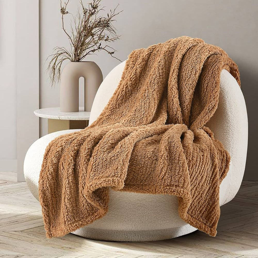 Ultra Soft Cozy Sherpa Throw Blanket, Brown Pattern Reversible, Light Weight Warm Decorative Boho... | Amazon (US)