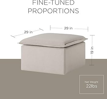 Maven Lane Claude Large Square Rustic Upholstered Ottoman, Cushioned Footrest for Living Room Cou... | Amazon (US)