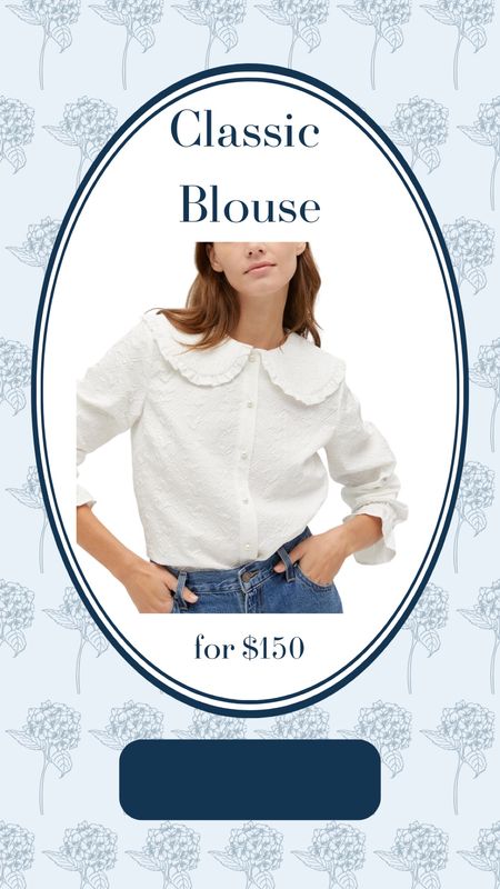 Classic white blouse with Peter Pan collar from Hill House. Perfect pairs with denim or a skirt 

#LTKstyletip