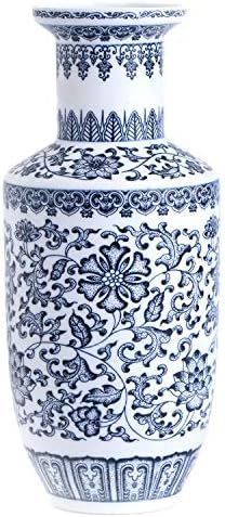 Vintage Blue and White Porcelain Unglazed Vase, Ideal Gift for Weddings, Party, Home Decor, Office D | Amazon (US)