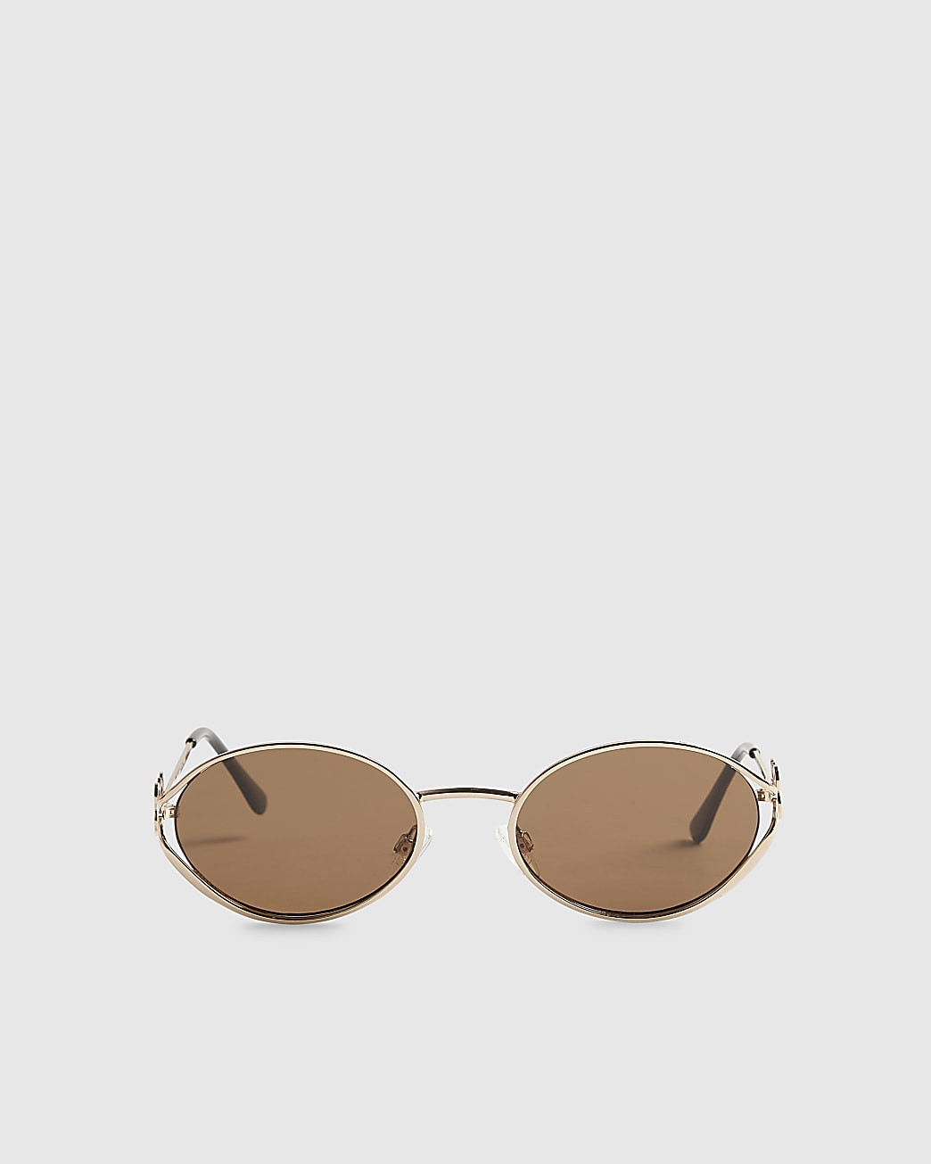 Gold Oval Metal Trim Slim Sunglasses | River Island UK & IE