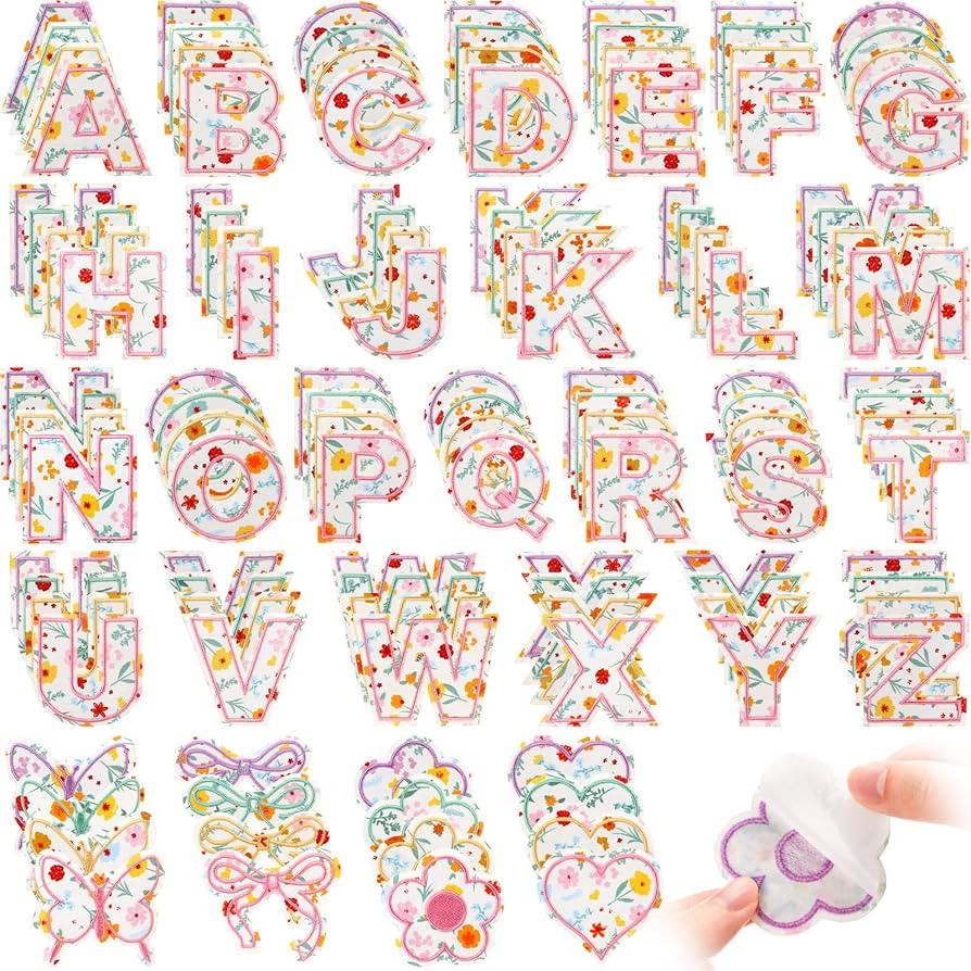 Hanaive 136 Pcs Chenille Letter Patches Self Adhesive Stickers for DIY Cute Smile Face Heart Rain... | Amazon (US)