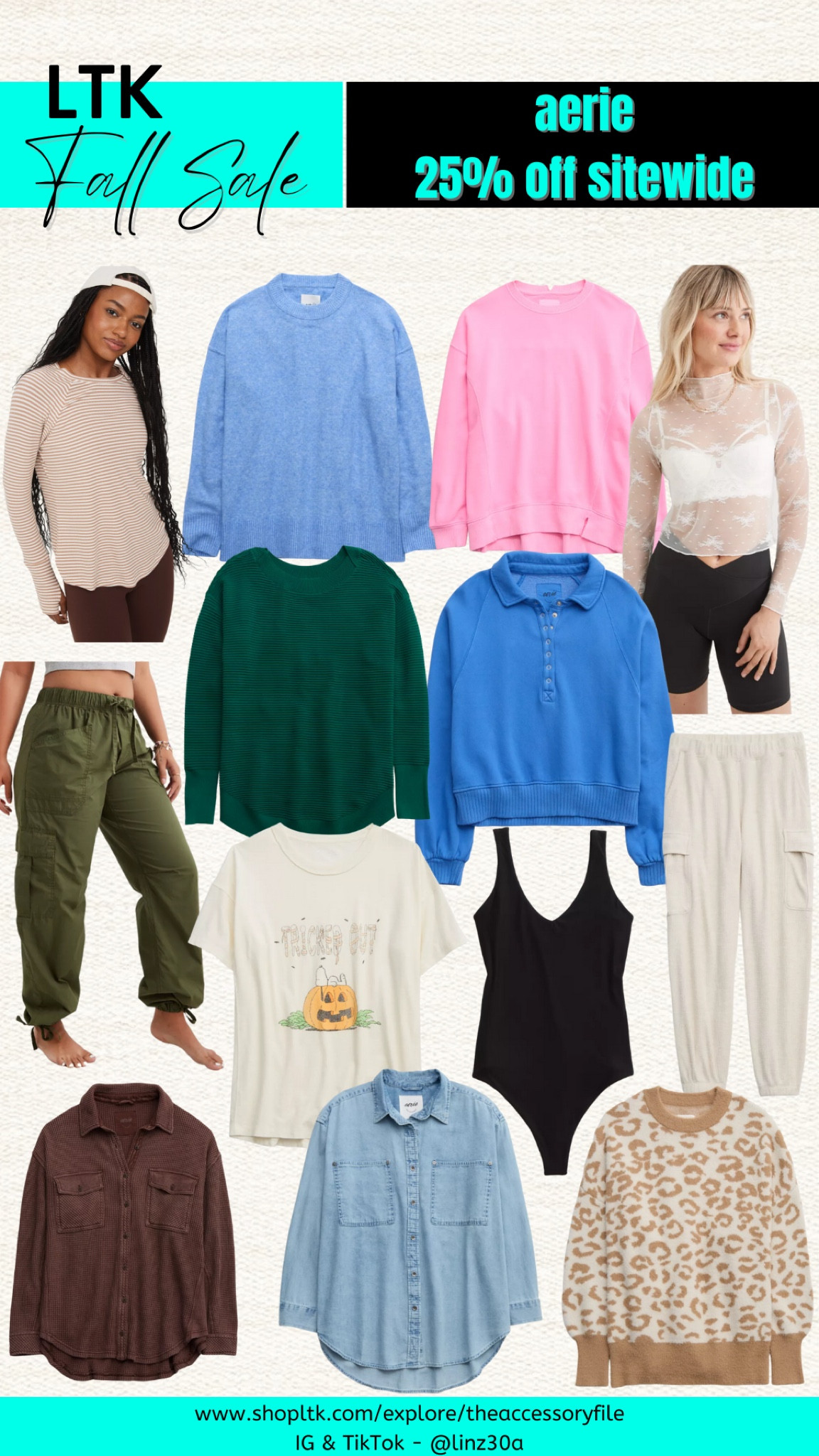 25% off SITEWIDE at Aerie - some exclusions may apply! 

Sweater, bodysuit, fall outfits, fall fashion, cargo pants, Halloween outfit, Halloween tee, graphic tee, pullover, thumb holes, denim shirt,  shacket, shirt jacket 

#LTKfindsunder50 #LTKSeasonal #LTKSale