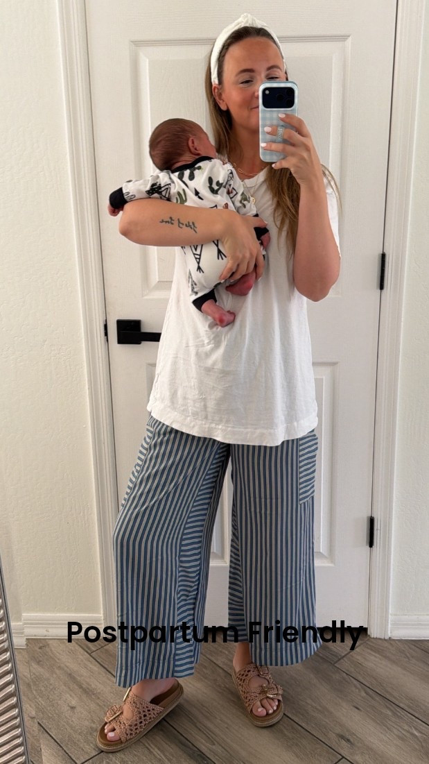 Postpartum friendly outfit - wide leg summer Amazon pants and oversized tee 

#LTKootd #LTKmomlife #LTKBump