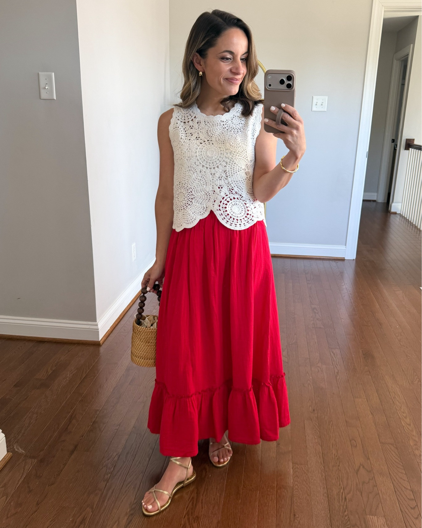 Petite-friendly red, white and blue skirts for the Fourth of July!

Outfit 1:
Red skirt (Quince): xs 
Crochet tank top (Abercrombie): xxs 
Camisole (Kohl’s): small 
Gold sandals: tts

Outfit 2:
100% Organic Cotton Gauze Smocked Maxi Skirt (Quince): XS in Blue Gingham
100% European Linen Fitted Tank (Quince): XS in white
Sandals (Sam Edelman): true to size 

Outfit 3:
Printed skirt (J.Crew Factory): petite xxs/00 
Top (J.Crew Factory): xxs
Gold sandals: tts

#LTKootd #LTKSeasonal #LTKPetite