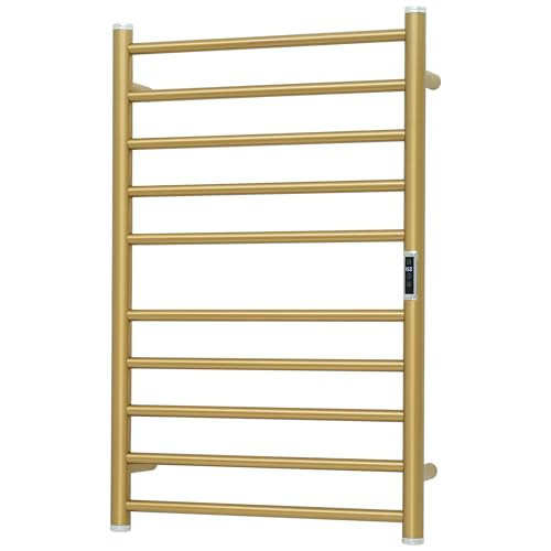 BLARALA Electric Towel Warmer Rack,Heating Towel Warmer,Timer & Temperature Control,Wall-Mounted Plug-in for Bathroom, Gold,Stainless Steel,10-Bar(31.5x20.08x4.41in) | Amazon (US)
