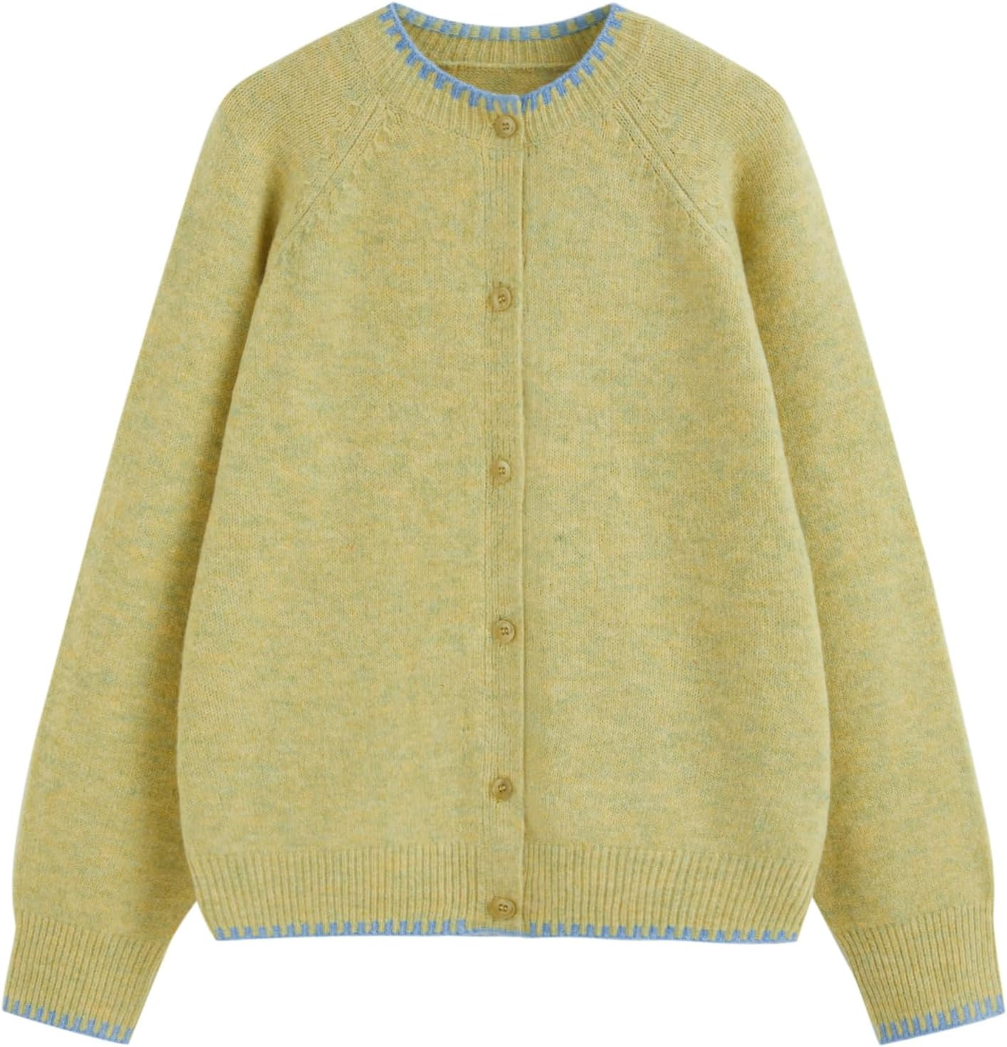 CIDER Cardigan Sweaters for Women Contrast Trim Button Down Fuzzy Knit Top | Amazon (US)