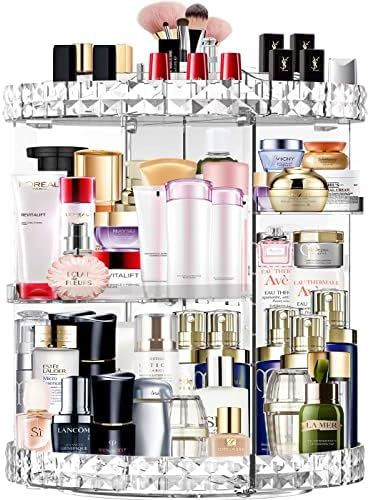 Makeup Organizer 360 Degree Rotating 7 Adjustable Layers Large Capacity Cosmetic Organizer Transp... | Amazon (US)