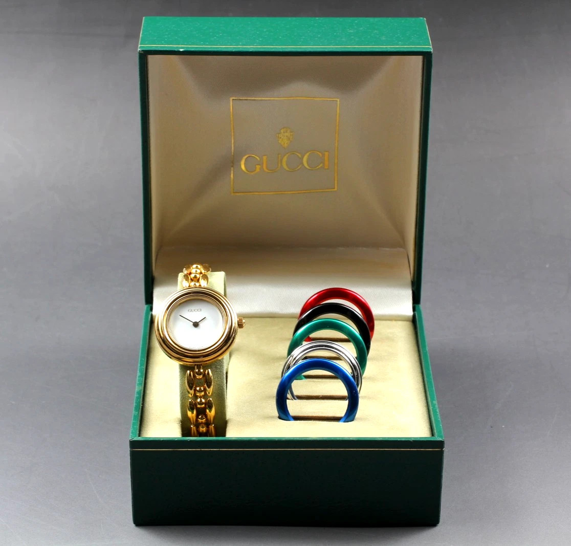 [Near MINT w/Box] Vintage GUCCI Change Bezel 11/12.2 6 Color Qz Women's Watch | eBay US