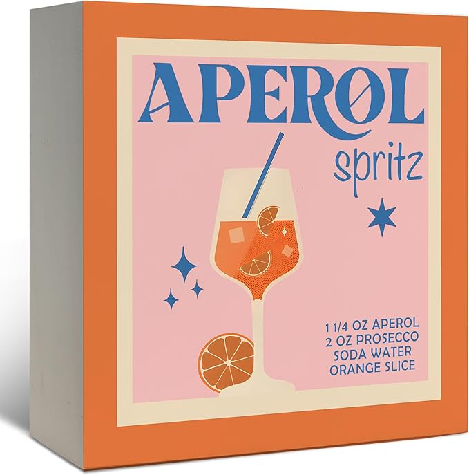 Aperol Spritz Sign, Aperol Spritz Gifts Wooden Box Sign 5x5 Inch, Cocktail Lovers Gifts, Trendy P... | Amazon (US)
