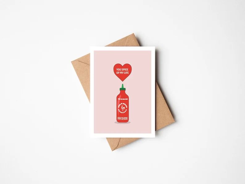 A2 Hotsauce Valentines Card Spice up My Life Siracha Punny | Etsy | Etsy (US)