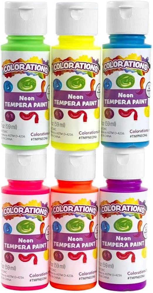 Colorations Tempera Paint, Neon Colors, Set of 6 Colors, Each 2oz | Amazon (US)