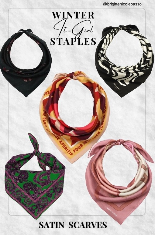 A satin scarf is the easiest way to make a winter outfit feel polished. I love tying these at the neck, in the hair, or on a bag to elevate knits, coats, and everyday neutrals. Effortless, chic, and timeless. satin scarf, silk scarf, winter accessories, it girl style, chic winter outfits, classic accessories, old money style, elevated basics, neutral outfit accessories, capsule wardrobe, French girl style, scarf styling ideas, hair scarf, bag scarf

#LTKgrwm #LTKootd