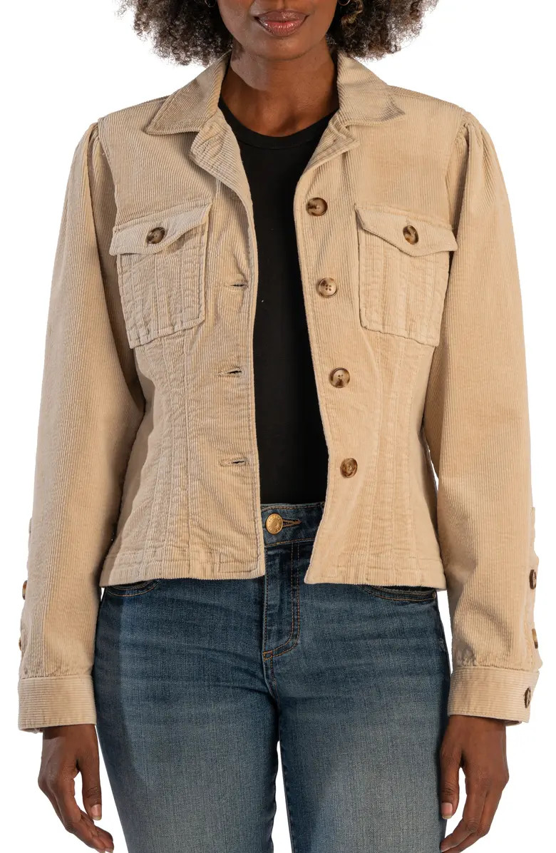 KUT from the Kloth Kyra Pleated Stretch Cotton Corduroy Jacket | Nordstrom | Nordstrom