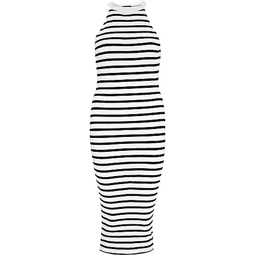 Black stripe midi bodycon dress | River Island (US)