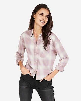 Express Womens Boxy Flannel Shirt | Express