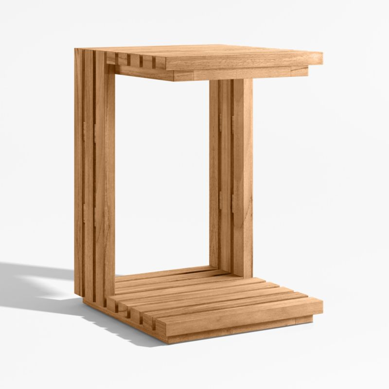 Batten Natural Teak Outdoor C Table + Reviews | Crate & Barrel | Crate & Barrel