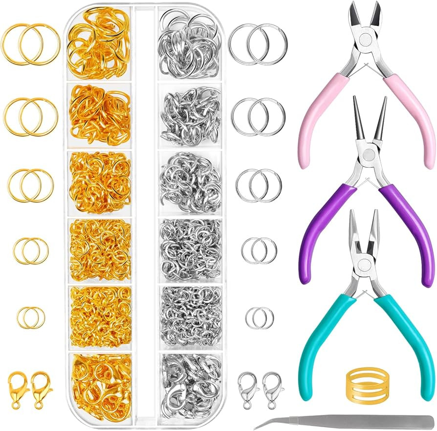 Jewelry Pliers and Jump Rings for Jewelry Making, Jewelry Repair Kit for Bracelet, Necklace, Need... | Amazon (US)