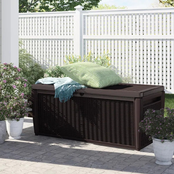 Winston Porter Arrio 135 Gallons Gallon Water Resistant Deck Box with Lock | Wayfair North America